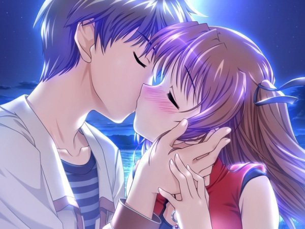 Красивые аниме картинки про любовь,  смотреть и скачать бесплатно, поцелуи аниме